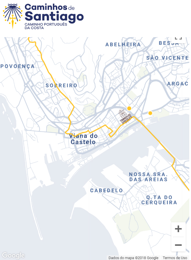 portuguese camino coastal route map